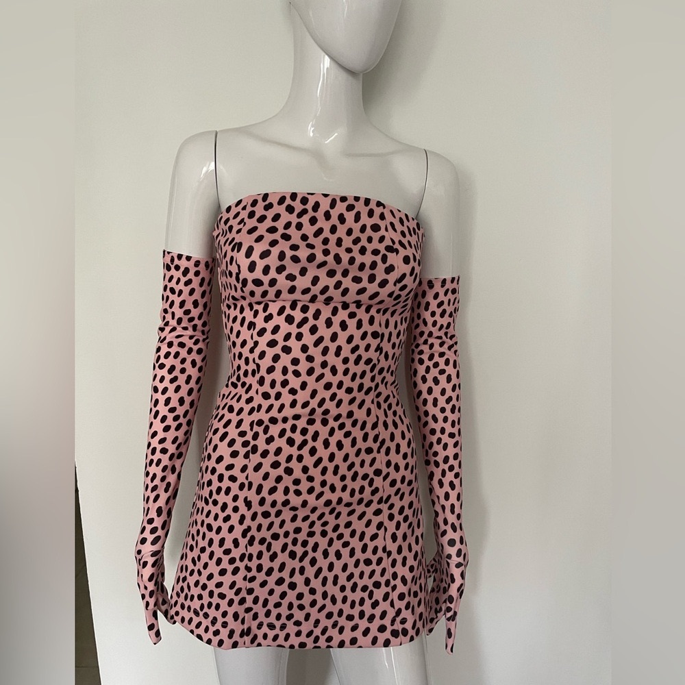 Miscreants Pink Dots Mini Dress with Long Gloves size